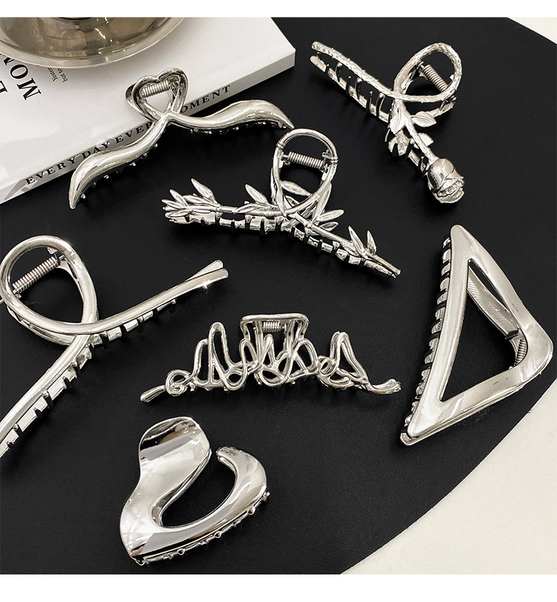 银色金属发夹后脑勺发量多大号盘发抓夹高级感鲨鱼夹韩国头发饰女详情22