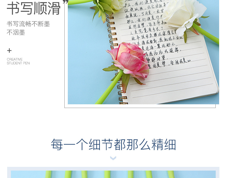 Factory direct sales of Zhongfan ZF2088 rose soft rubber gel Pen 0.5mm student stationery creative shaped pen pic 10