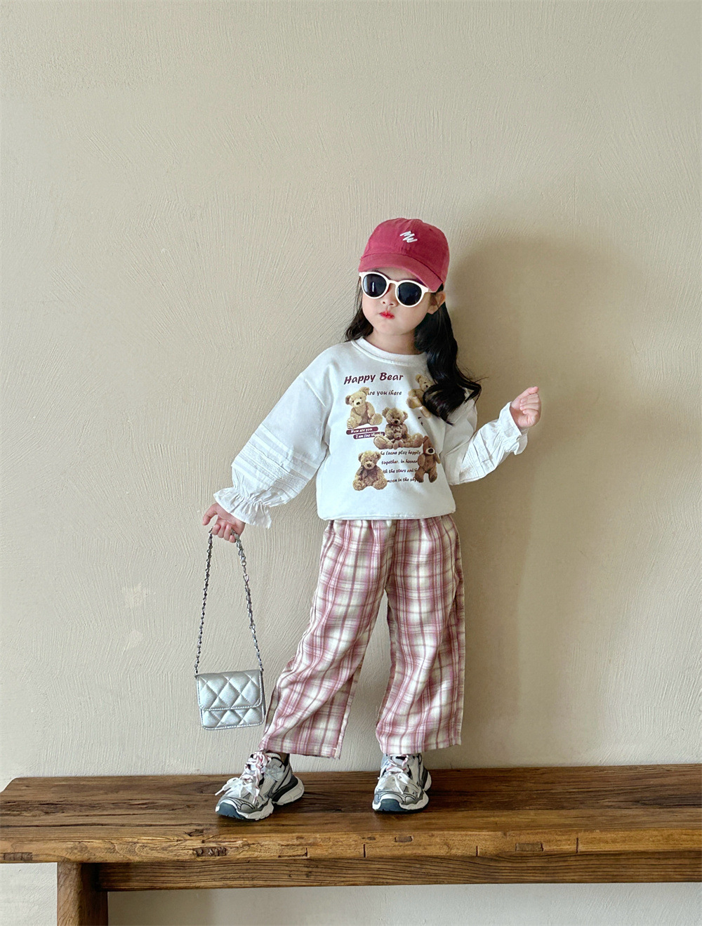 Otoño 2024 nueva chica dibujos animados oso casual sudadera versión coreana de los niños otoño vestido de bebé de aire patchwork top pic 6
