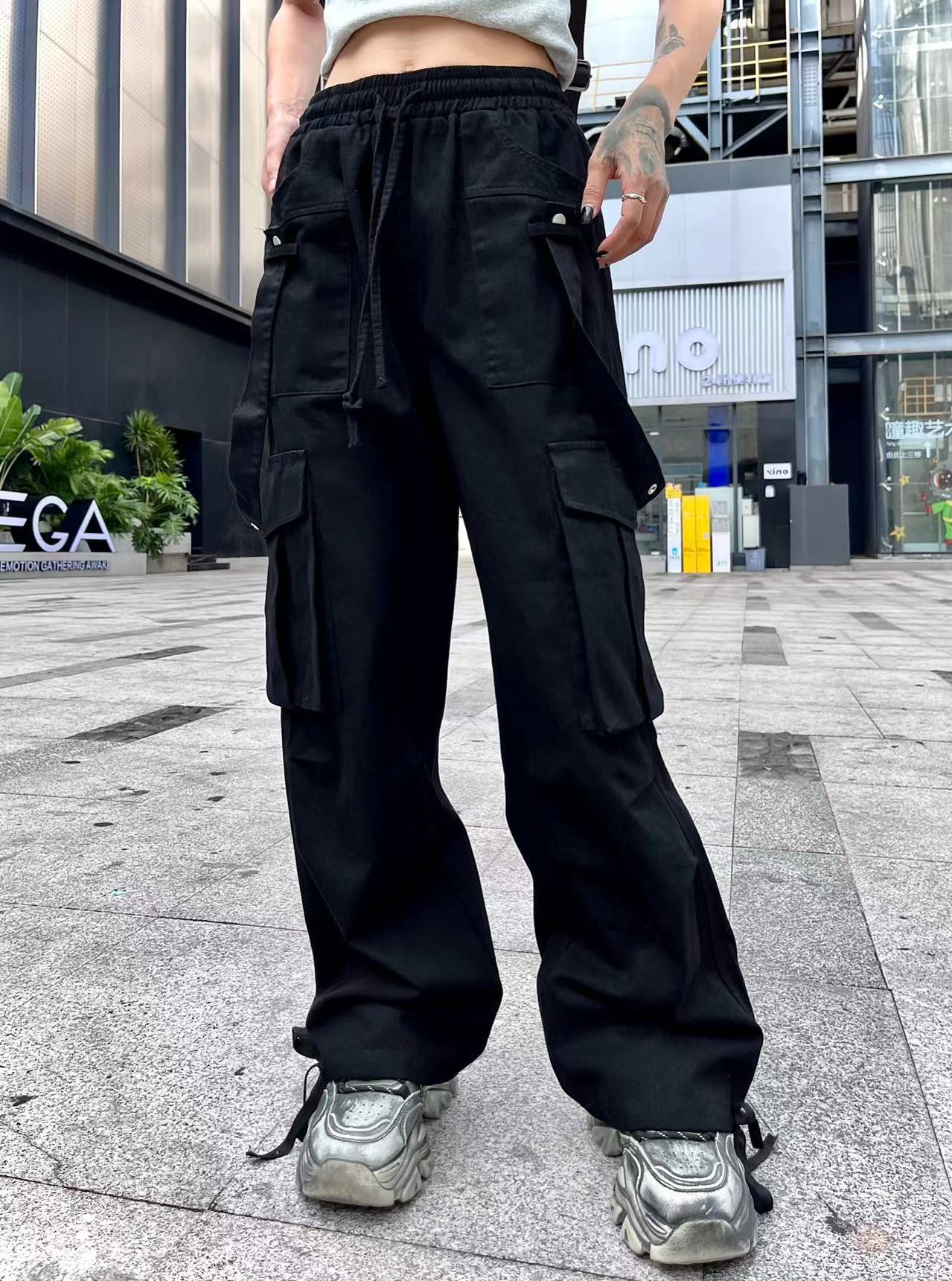 2023 Petite and hot girl high-waisted long retro work pants for women, autumn straight-leg long pants, black casual pants for women pic 8