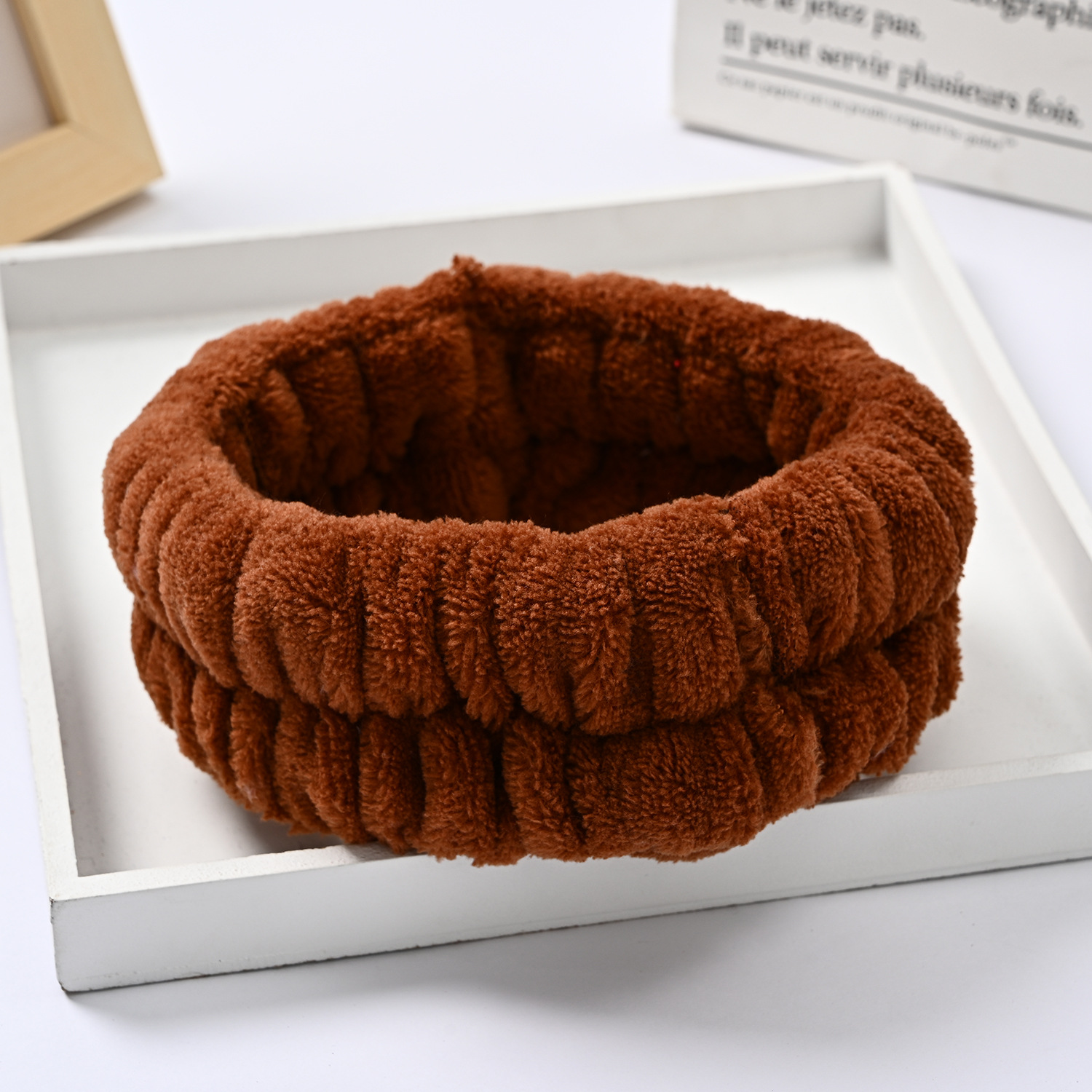 Bow face wash and hair band for girls wholesale solid color white matching makeup simple sweat-wiping wrist band flannel hair band pic 63