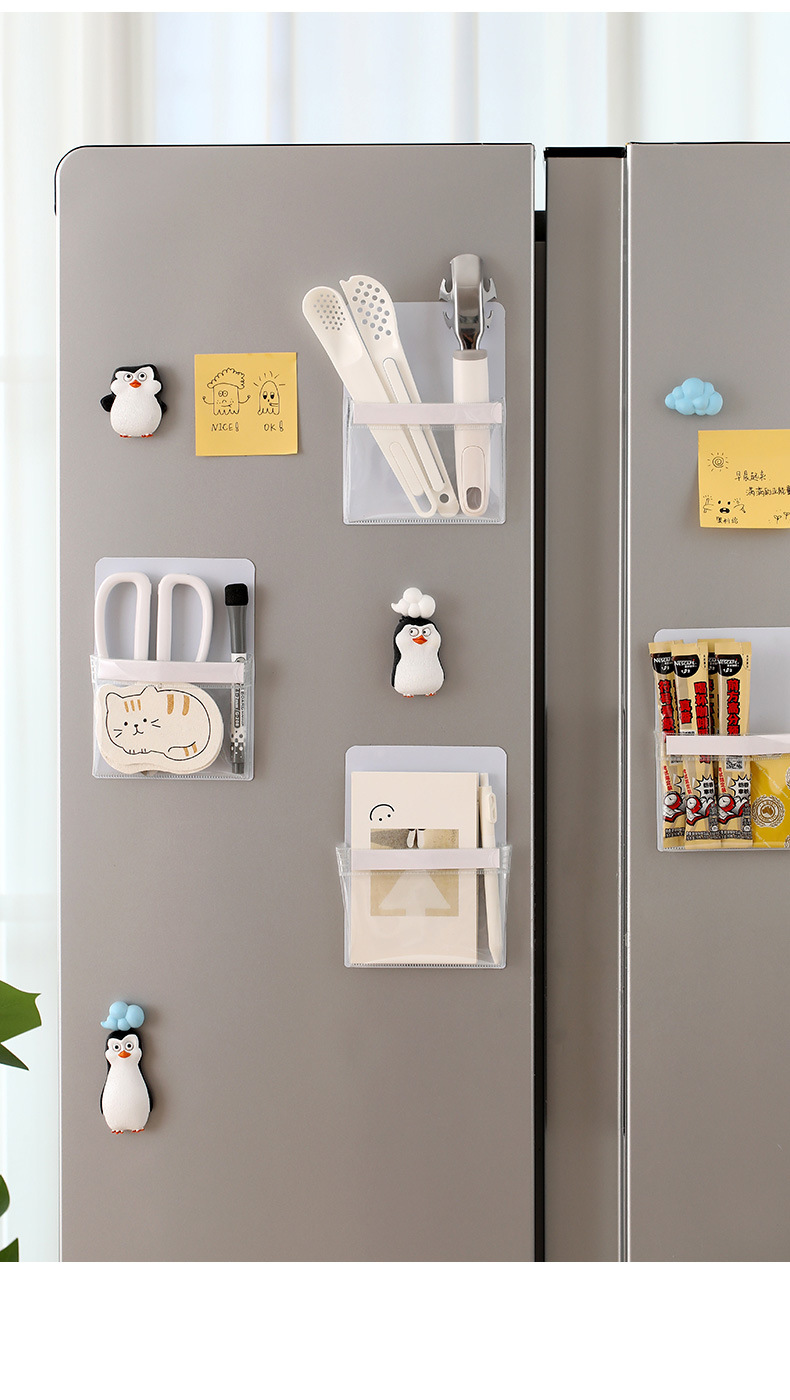 FaSoLa household transparent magnetic refrigerator storage bag, refrigerator stickers, magnetic stickers, accessories and sundries classification pvc storage bag pic 15