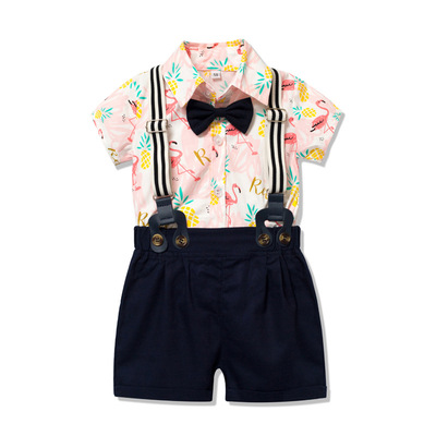 Summer male baby gentleman sets, baby crawling suits, overalls, two-piece sets, British-style cool evening gowns for foreign trade pic 54