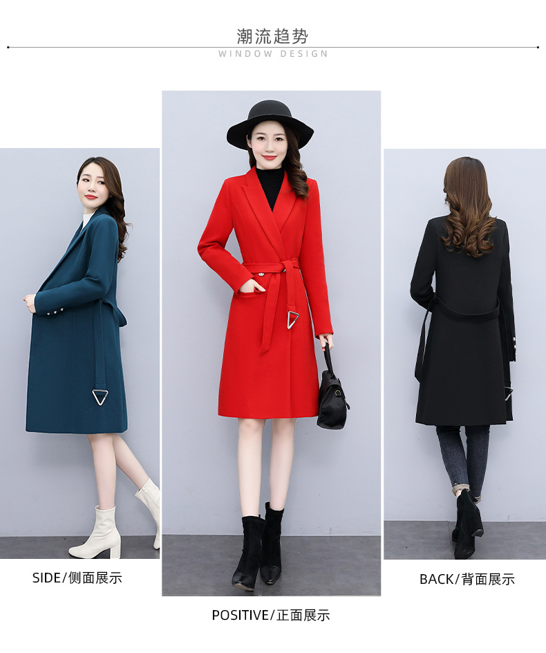 High-end woolen coat for women, mid-length, 2021 autumn/winter new style, fashionable and elegant, a slimming and form-fitting woolen coat for socialite pic 4