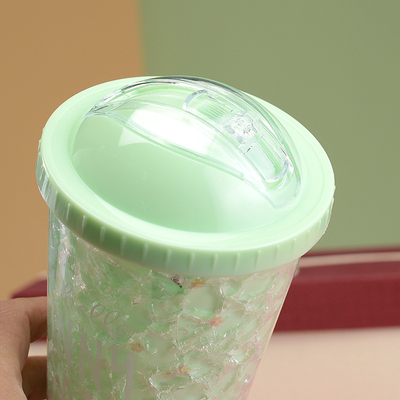 滑盖冰杯双层塑料吸管杯时尚冰酷杯详情9