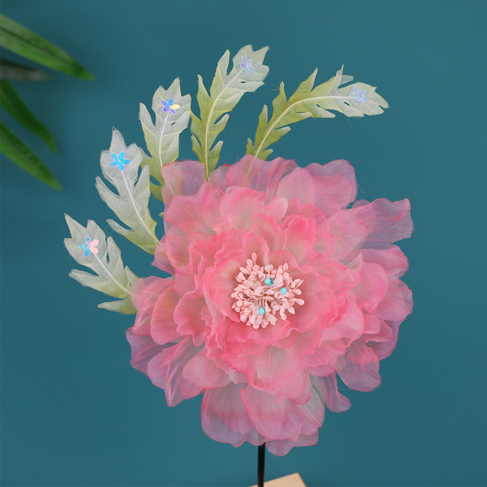 Spring new original design, handcrafted ancient-style hair clips, pink peony makeup, Hanfu headwear, embossed hair accessories pic 5