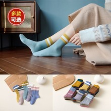 23夏季新款23夏季新款新款女士双针袜子纯色细条休闲中筒女袜加厚保暖秋冬全棉袜子批发详情5