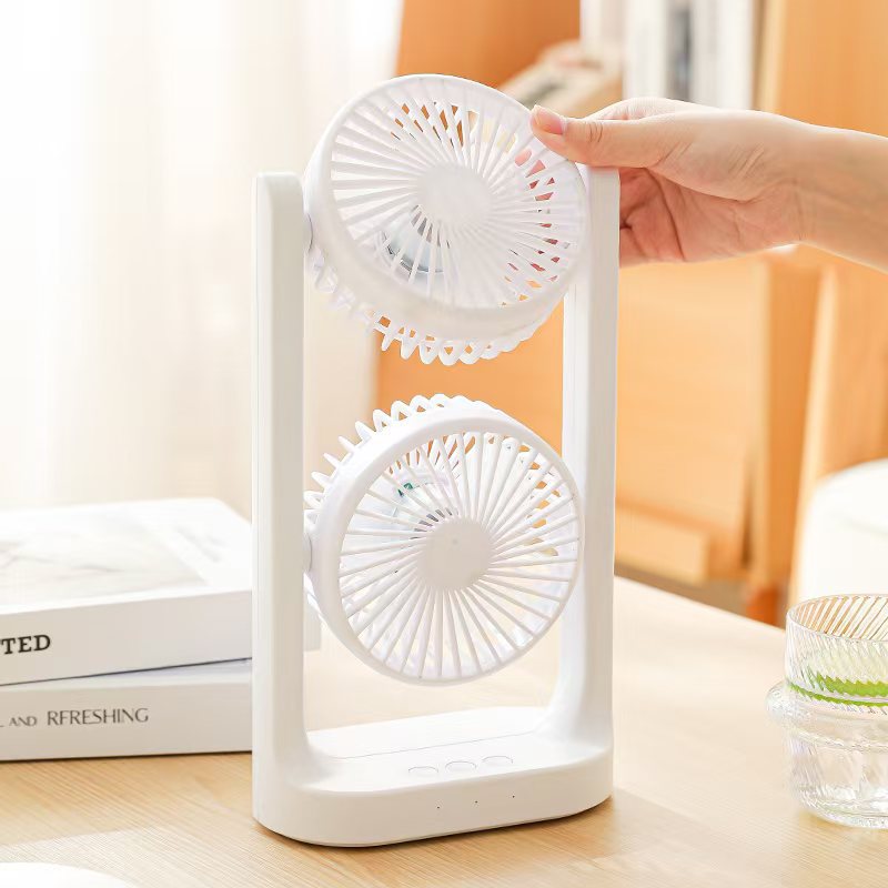 24跨境外贸新款双头电风扇USB桌面户外风扇大风力空气扇双层电扇详情3