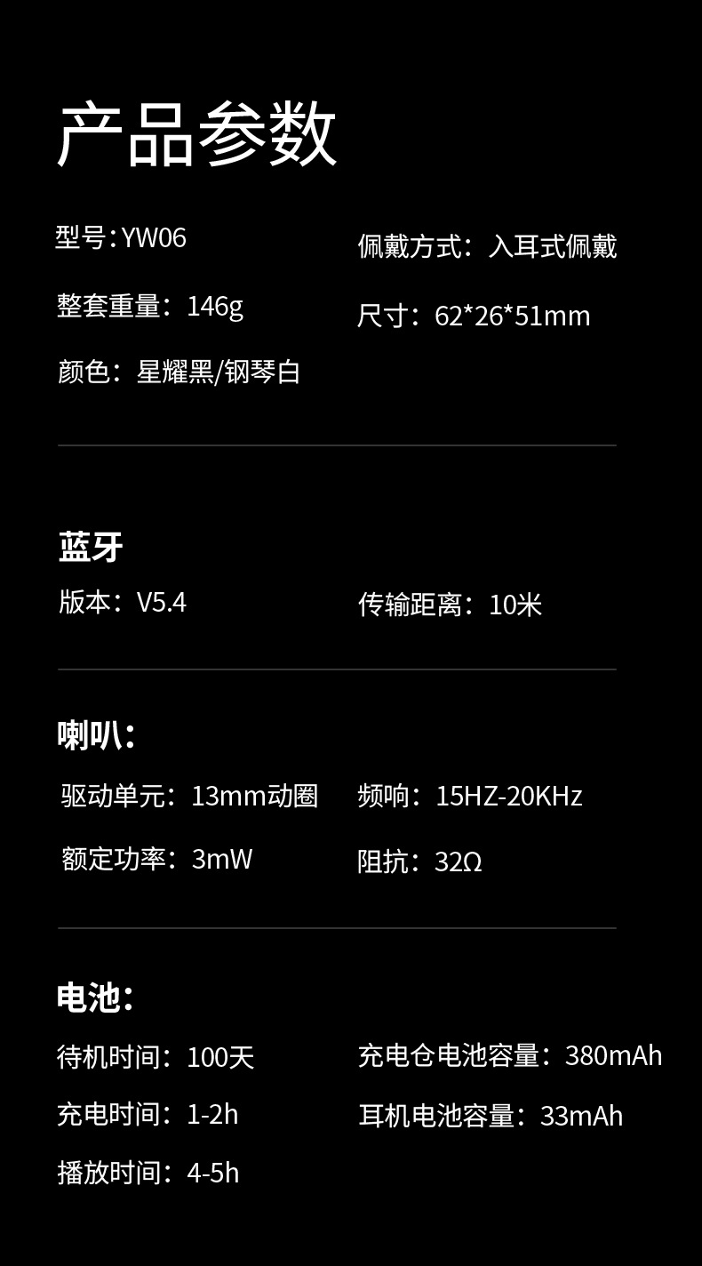 跨境爆款私模YW06迷你无线蓝牙耳机耳塞式运动耳机工厂批发印制lo详情10