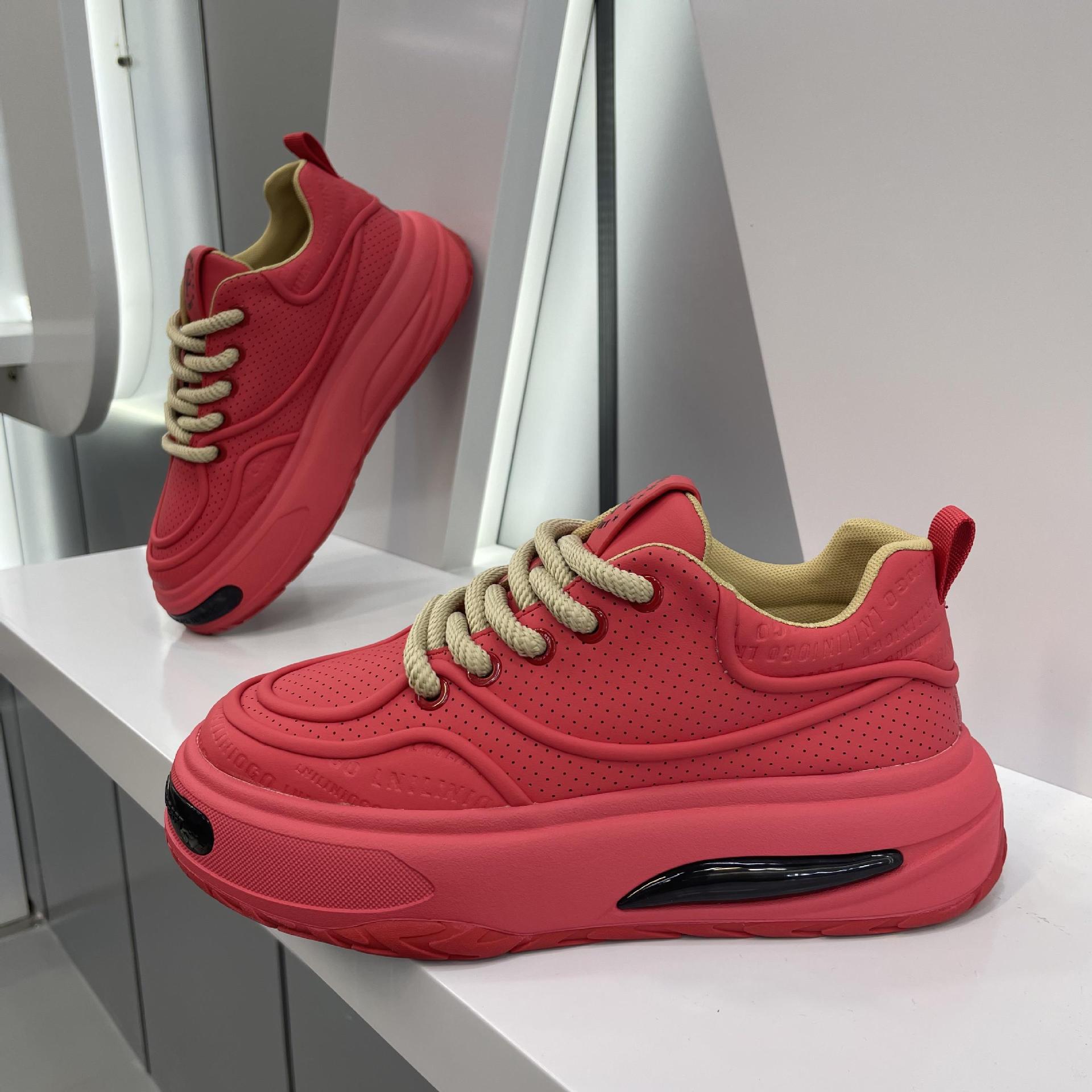 秋季新款男鞋系带低帮跑步鞋潮流鞋子增高印花时尚透气老爹鞋软底详情22