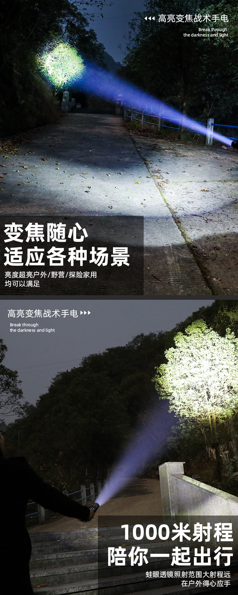 P70手电筒强光充电户外大功率远射超亮变焦多功能家用led小氙气灯 pic 19