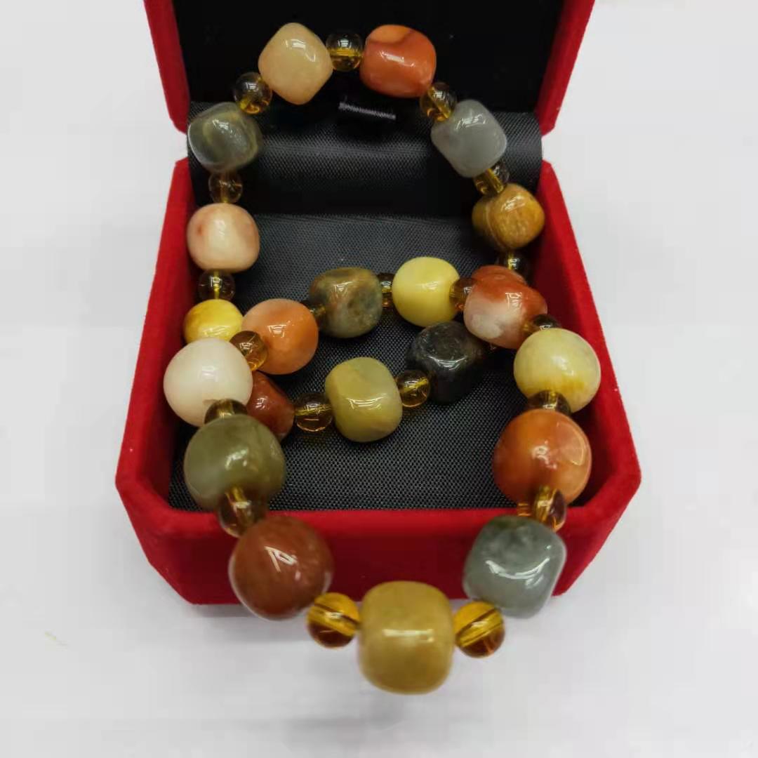 Jewelry and accessories, Xinjiang golden thread jade square irregular combination bracelet, diy Buddhist prayer beads jade bracelet manufacturer wholesale pic 7