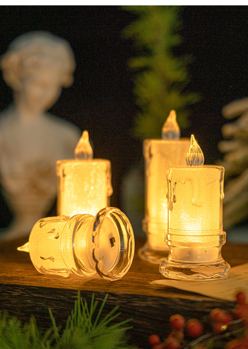 Electronic candles, LED crystal luminous candle lamps, simulated fake candles, proposal and birthday decoration, transparent tear candles pic 6