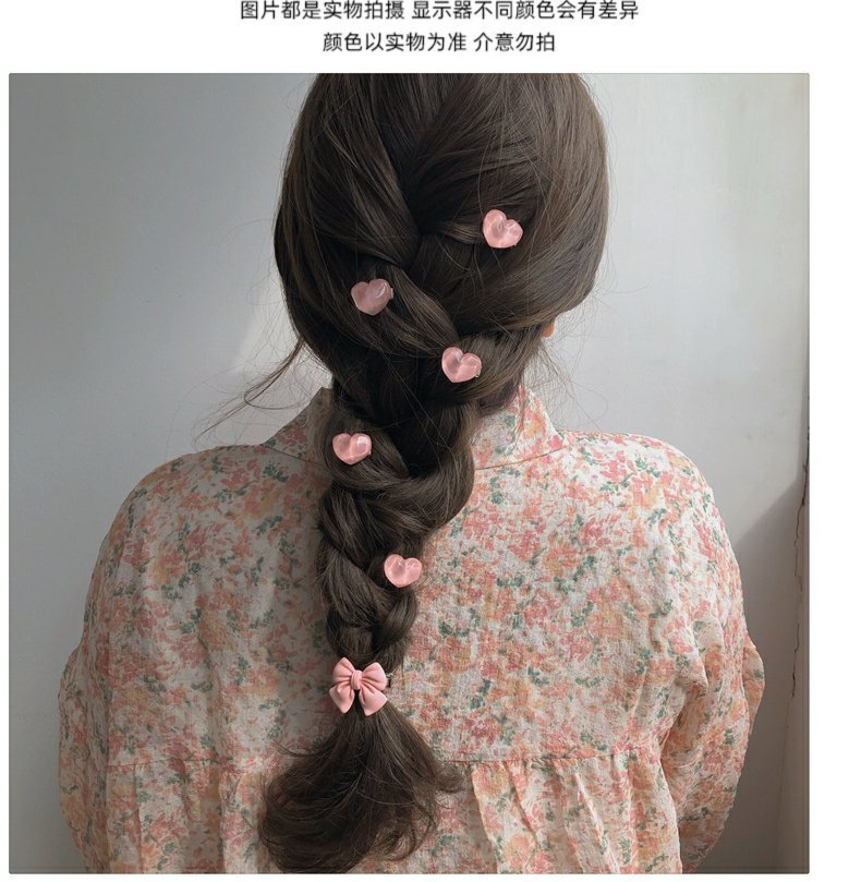 粉色水蜜桃小发夹子山茶花少女边夹编发点缀头饰麻花辫蝴蝶结发卡详情10
