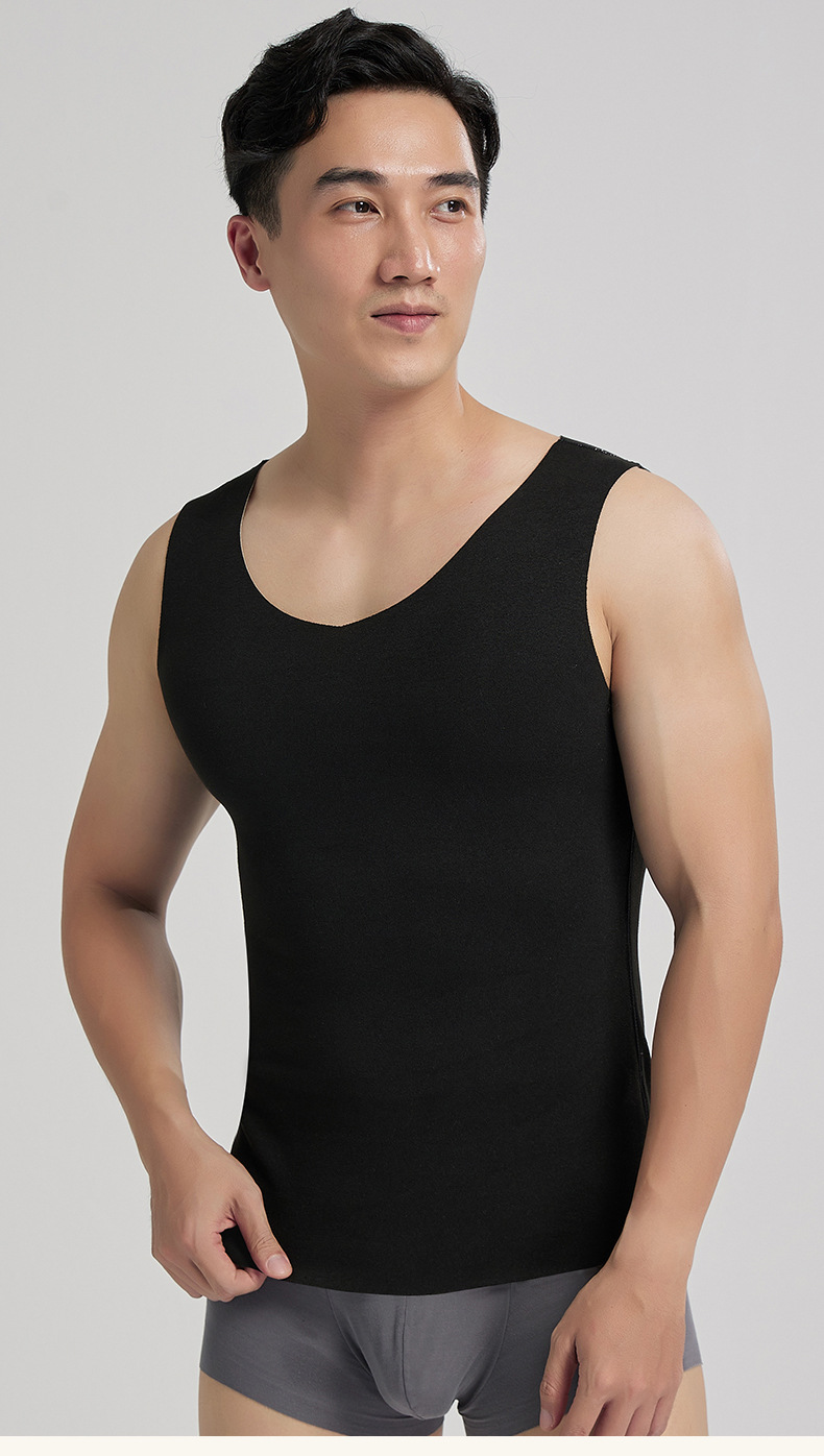 男士秋冬德绒保暖背心无痕防寒自发热打底马甲磨毛加绒加厚保暖衣详情15