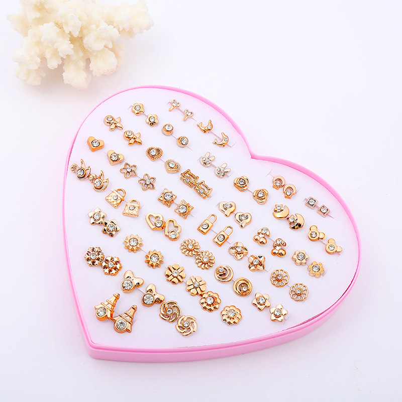 Korean version boxed ear studs in stock, student resin electroplated dot diamond jewelry earrings, student street stalls selling hot earrings wholesale pic 5