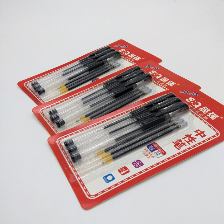 C1341 3+3 gel pen, 3 pens, 3 cores, black signature pen, water pen, carbon pen, black pen, Yiwu 2 yuan pic 3