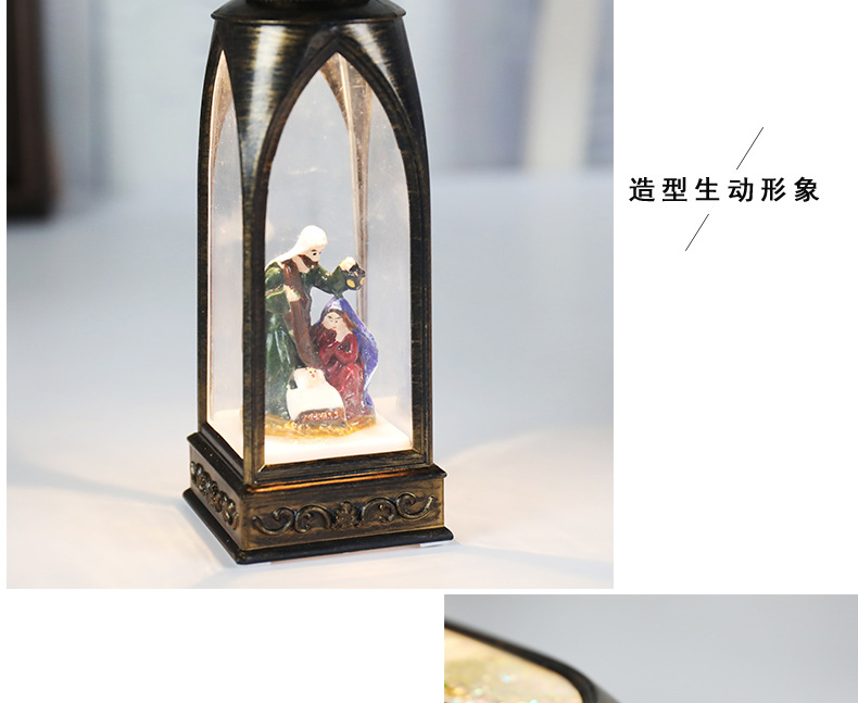 跨境新款圣诞节装饰拱形风灯发光圣诞微景观小夜灯创意圣诞礼物详情6