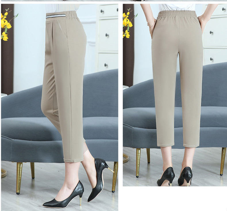 Summer eight-inch pants for middle-aged and elderly women, high-waisted loose spring wear, thin mom pants, casual pants, straight-leg pants for middle-aged women pic 31