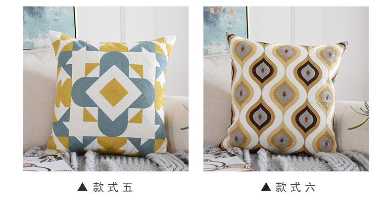 Cross-border Amazon home goods: Nordic modern geometric embroidery pillowcases, fabric sofas, office pillow covers pic 14