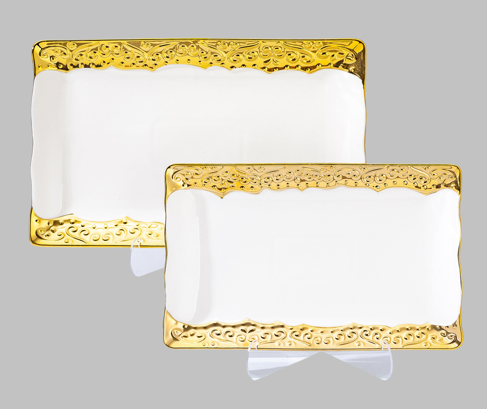 Light luxury ceramic tableware set, high-end gold-plated plates with gold edges, wholesale pic 5