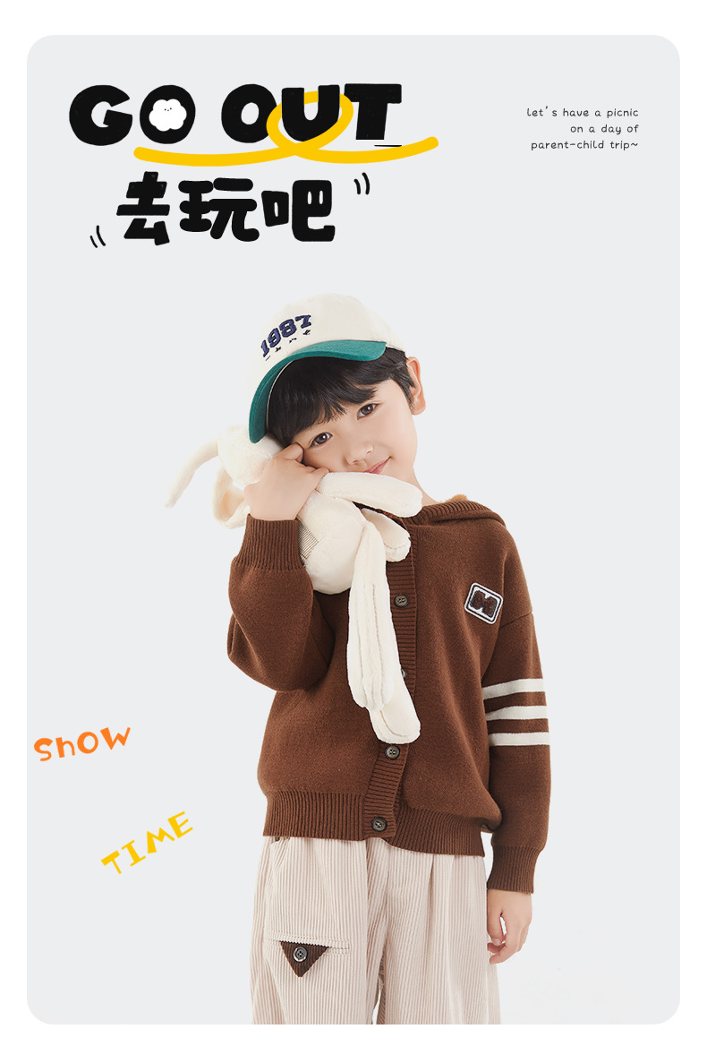 冬季男童一体绒连帽开衫新款男孩韩版加绒加厚毛衣A类棉防风外套详情1