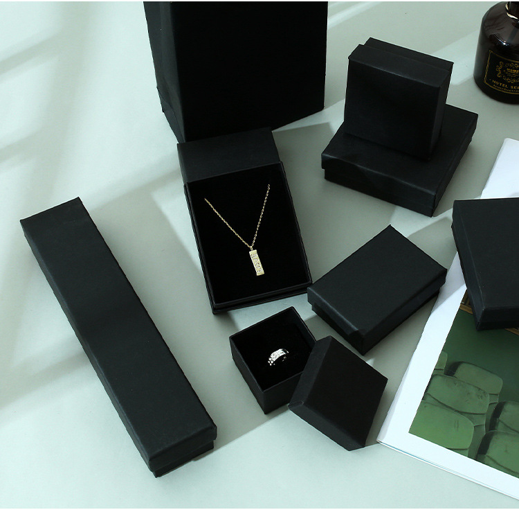 Factory direct sales of jewelry packaging boxes, black kraft paper stud earrings, rings, necklaces, jewelry boxes, gift and jewelry boxes pic 22