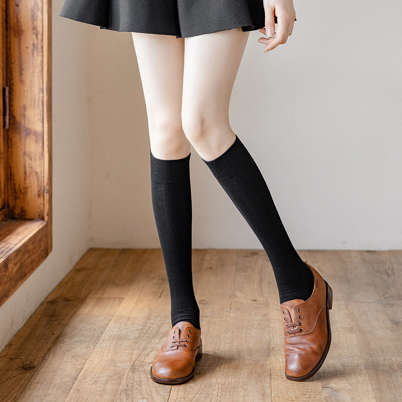New solid color calf socks for autumn and winter, slimming legs, JK socks, Japanese student knee-length cotton socks, cross-border distribution pic 3