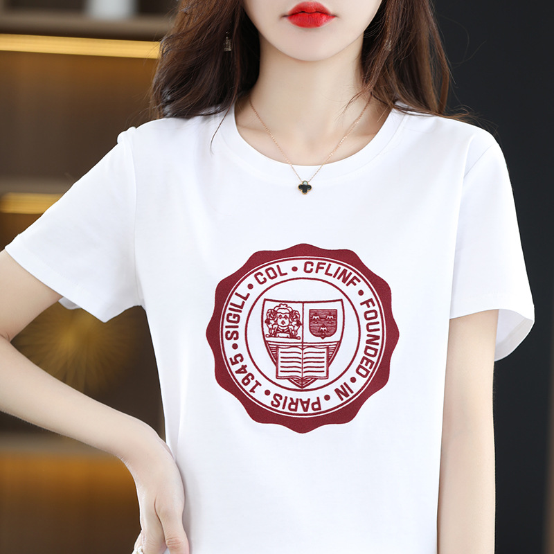 夏季丝光棉纯色短袖女简约设计感口袋圆领T恤宽松时尚百搭上衣详情3