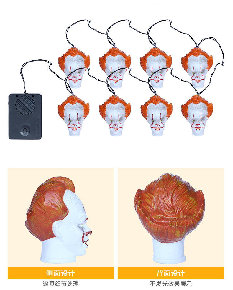 New Halloween decorative led clown lights, string lights, Ghost Festival, haunted house atmosphere pendants, colorful lights, festival gifts pic 5