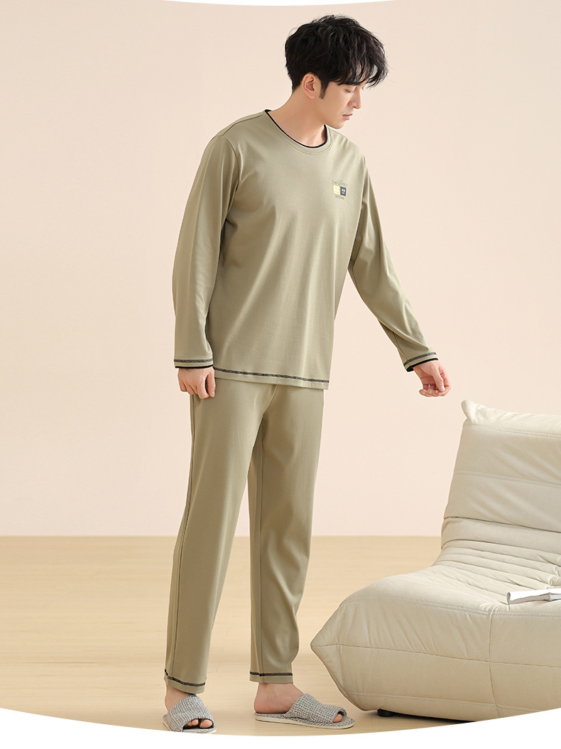睡衣男士春秋款纯棉长袖套头休闲套装青少年男生全棉家居服可外穿详情16