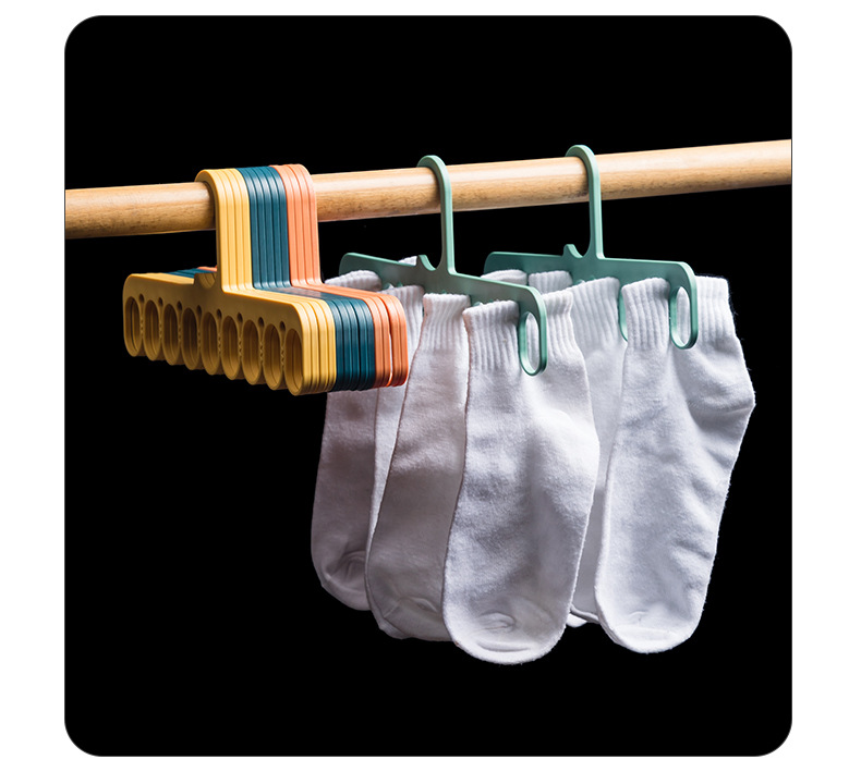 New nine-hole multi-functional storage clothes drying rack, home wardrobe, clothes and socks storage hanging rack, windproof plastic clothes hanger pic 15