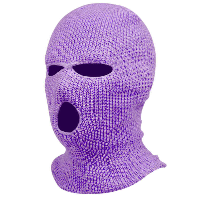 Winter gold coin needle three-hole knitted cap, candy-colored woolen cap, outdoor cycling windproof face mask cap pic 12
