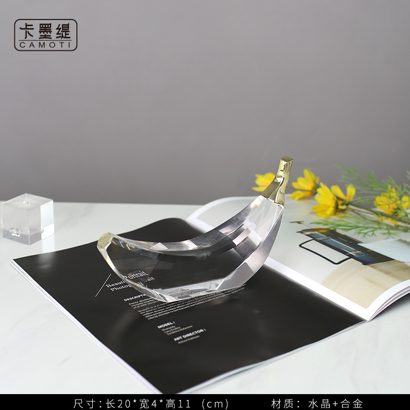 Modern light luxury crystal ornaments, simple European-style home living room TV cabinet, fruit decorations, model room decorations pic 32