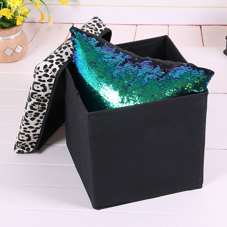 British retro square non-woven fabric storage stool, folding storage stool, BOX storage box, fabric storage box pic 6