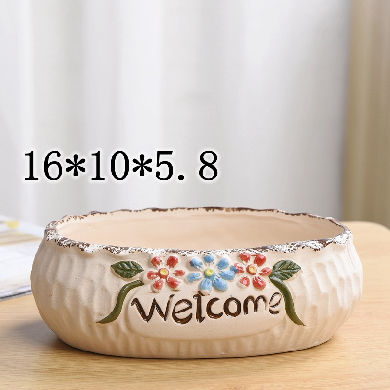 Creative large-diameter ceramic succulent pot platter combination, coarse earthenware breathable succulent group growth POTS of different diameters wholesale pic 6