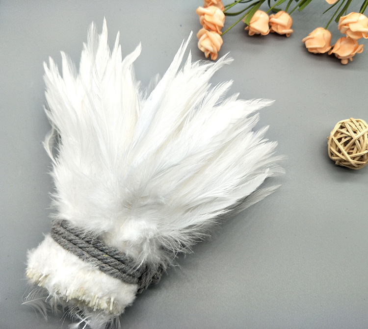 Dyed chicken feathers 4-6, white pointed, colored feather ornaments, corsages, headwear, hat flowers, dream catchers, cat teasing sticks materials pic 27