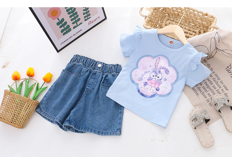 2024童装夏装新款女童短袖T恤体恤女童变色亮片上衣厂家一件代发详情16