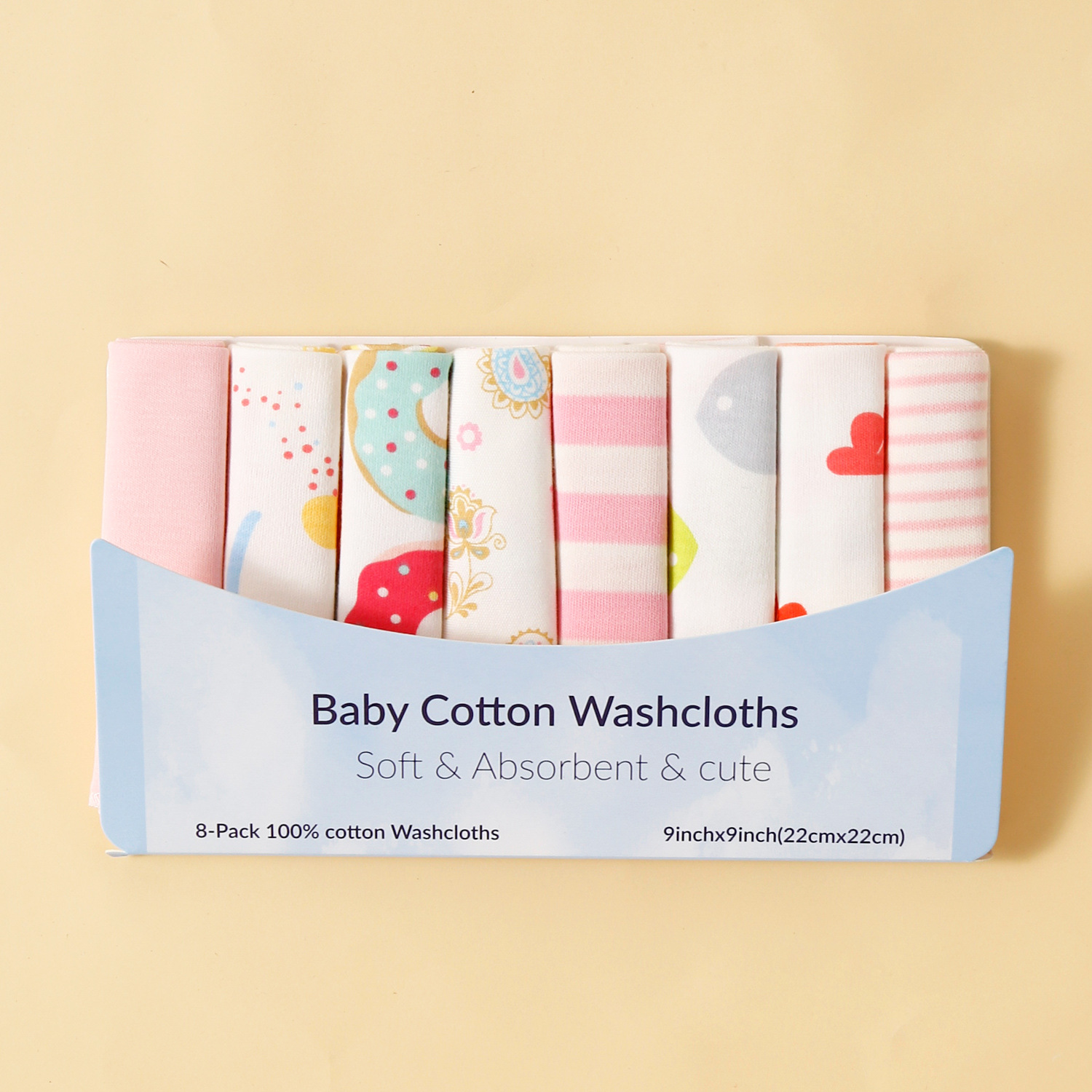 momscare baby square towels/feeding towels and saliva wipes are all packed in 8-piece cotton fabric with fixed patterns pic 20