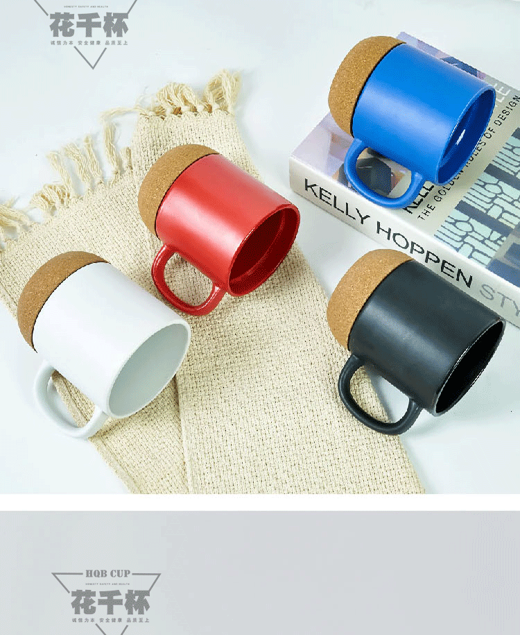 Simple cork bottom mugs, printed water cups, advertising ceramic cups, opening event gift cups, colored glazed coffee cups pic 9