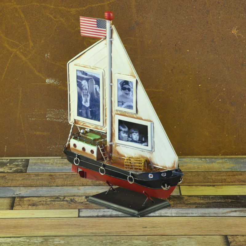新款手工帆船照片墙 金属工艺品装饰 家居生日礼物摆件详情3