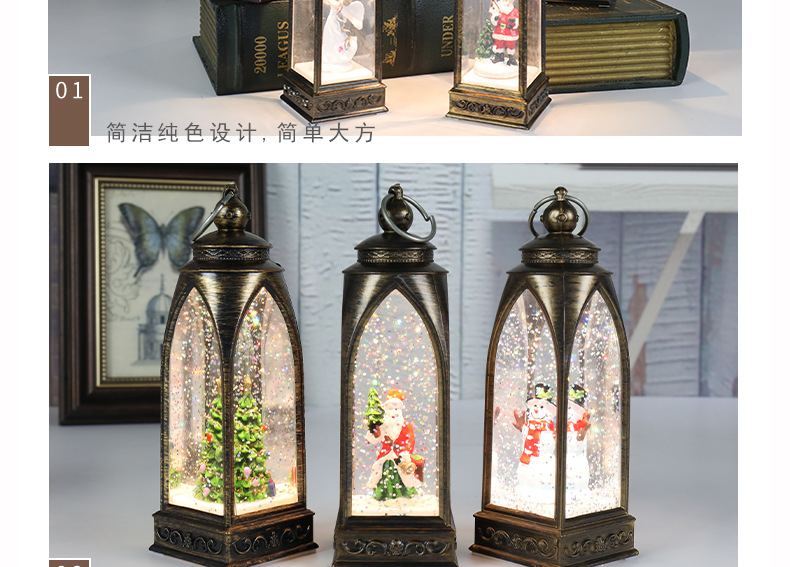 跨境新款圣诞节装饰拱形风灯发光圣诞微景观小夜灯创意圣诞礼物详情15