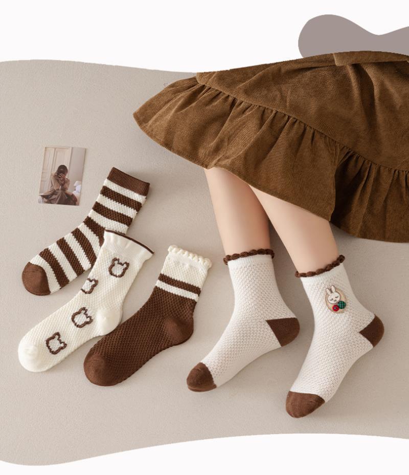 新品袜子女童春秋季儿童中筒女孩中大童抗起球学生薄款卡通棉袜冬详情9