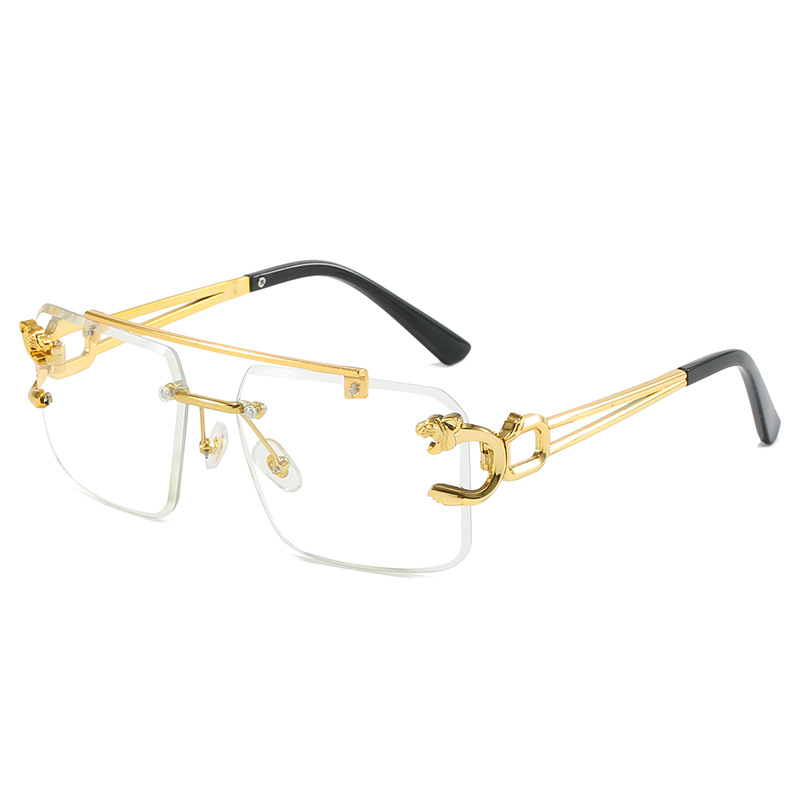 2024新款欧美男士复古双梁太阳镜时尚豹子无框切边墨镜女跨境批发详情13