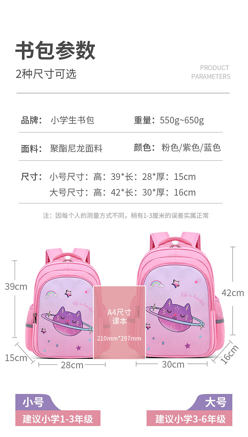 小学生书包儿童卡通书包双肩护脊减负代发批发印logo男女书包可爱详情4