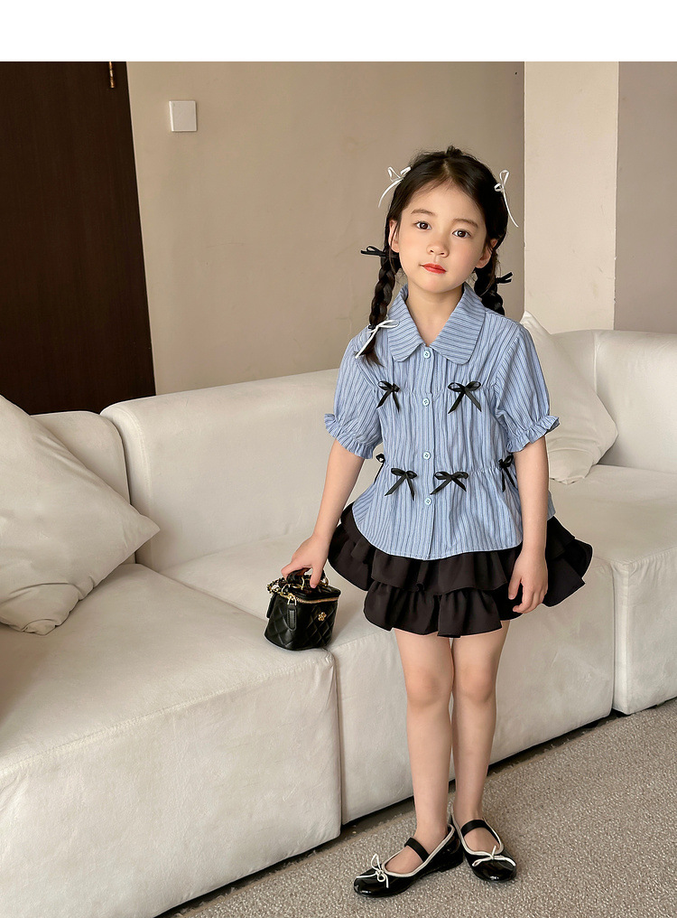女童衬衫2024夏装新款韩版童装上衣洋气宝宝娃娃衫儿童短裙蛋糕裙详情35