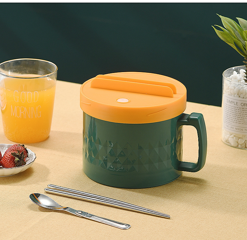 304不锈钢泡面碗带盖保温碗宿舍用学生饭盒杯 带手柄吃饭碗高颜值详情21