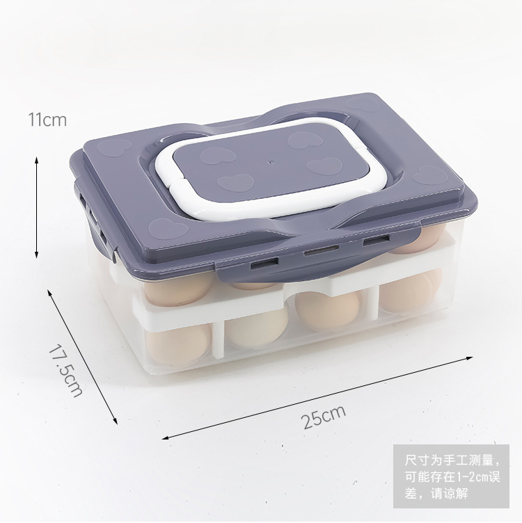 Plastic preservation box, 24-compartment egg box, refrigerator preservation storage box, double-layer tray packaging box, egg box pic 1