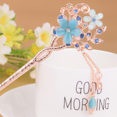 New floral tassel step hairpins, retro and elegant style hair hairpins, ancient-style Hanfu cheongsam hair accessories for women wholesale pic 3