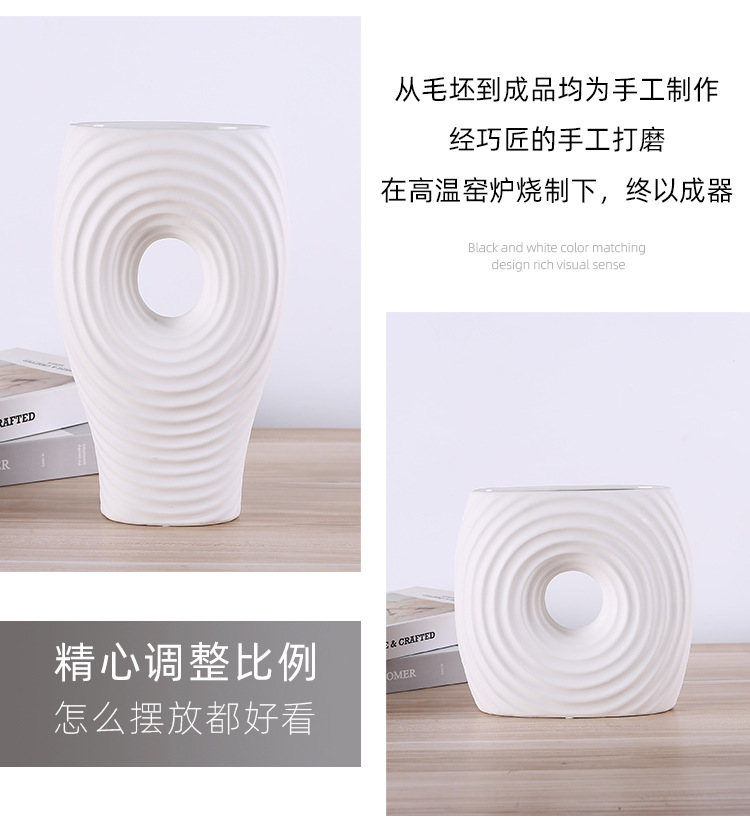 2025 New Nordic modern and simple white ceramic vase decoration, home living room model room flower arrangement, artificial flower table decoration, home decoration art, new Chinese style good items pic 11